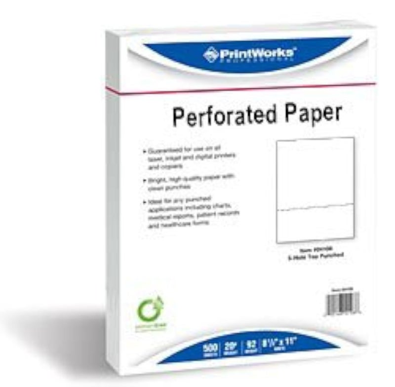 PrintWorks 500 ورقة، حجم قانوني (8.5" × 14") باريس 04173، حجم قانوني 24# ورق أبيض مع 3-1/2" تثقيب - Image 2